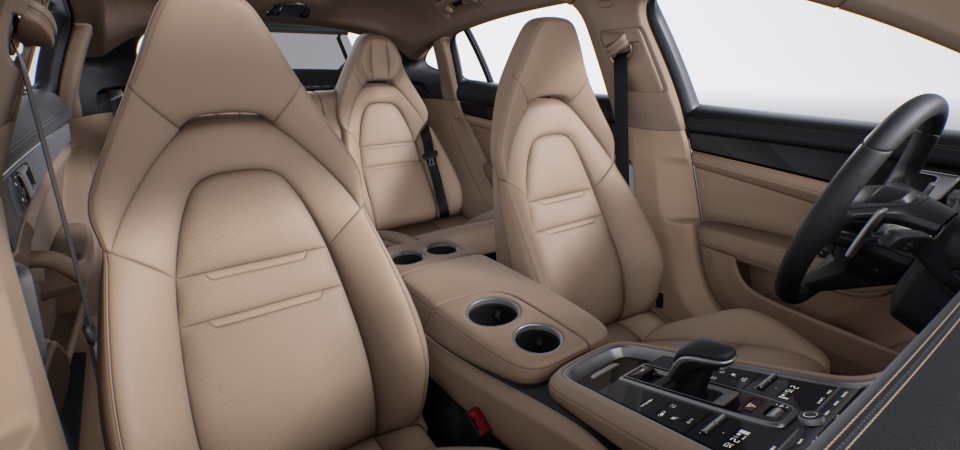 Two-tone leather interior in Black and Luxor Beige, smooth-finish leather