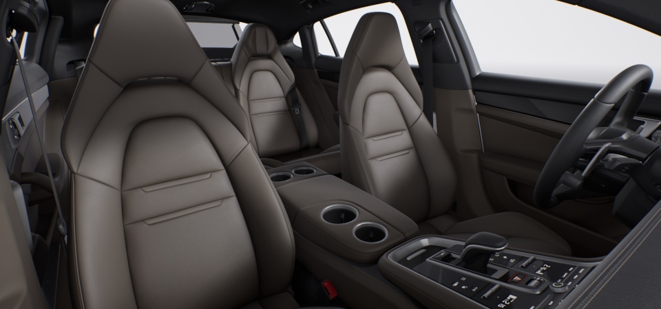 Two-tone leather interior in Black and Saddle Brown, smooth-finish leather