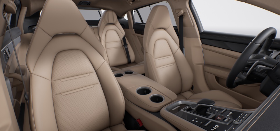 Two-tone leather interior in Black and Luxor Beige, smooth-finish leather