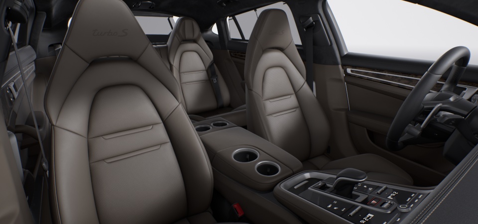 Two-tone leather interior in Black and Saddle Brown, smooth-finish leather