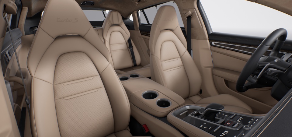 Two-tone leather interior in Black and Luxor Beige, smooth-finish leather