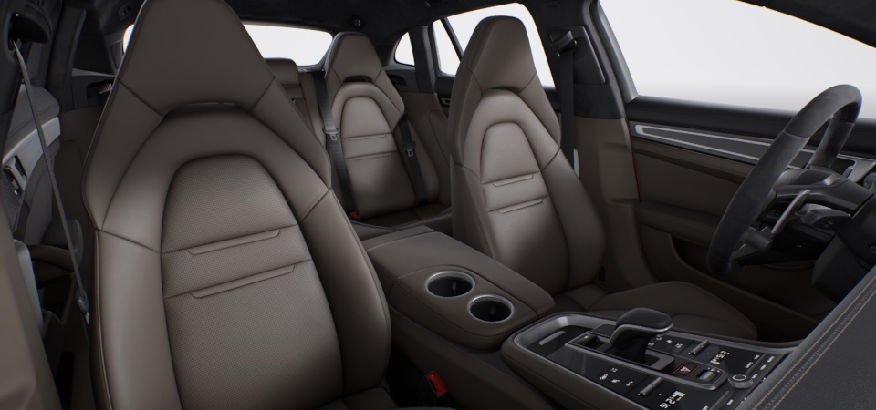 Two-tone leather interior in Black and Saddle Brown, smooth-finish leather