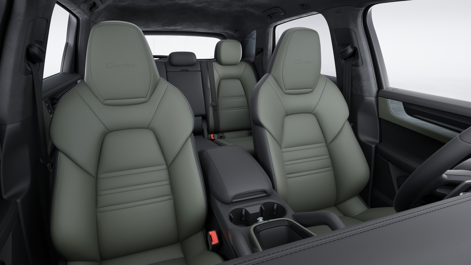 Leather interior in two-tone combination, smooth-finish leather Black and Night Green