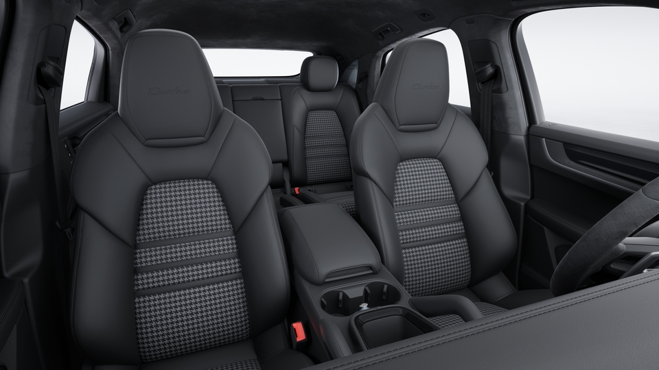 Extended partial leather interior in Black with seat centres in fabric