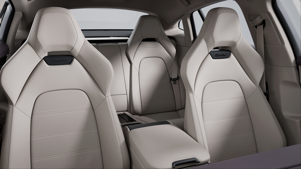 Two-tone leather interior in Bramble and Chalk Beige, smooth-finish leather